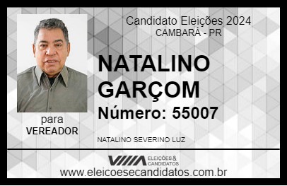 Candidato NATALINO GARÇOM 2024 - CAMBARÁ - Eleições