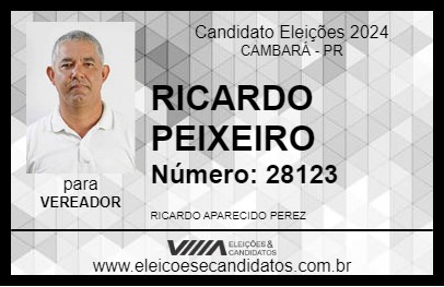 Candidato RICARDO PEIXEIRO 2024 - CAMBARÁ - Eleições