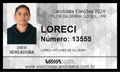 Candidato LORECI 2024 - FLOR DA SERRA DO SUL - Eleições