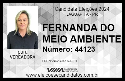 Candidato FERNANDA DO MEIO AMBIENTE 2024 - JAGUAPITÃ - Eleições