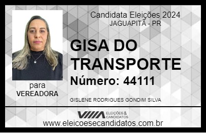 Candidato GISA DO TRANSPORTE 2024 - JAGUAPITÃ - Eleições