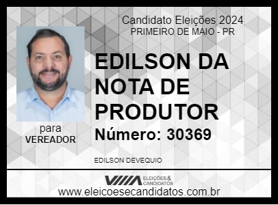 Candidato EDILSON DEVEQUIO 2024 - PRIMEIRO DE MAIO - Eleições