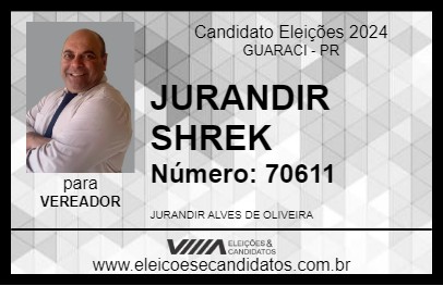 Candidato JURANDIR SHREK 2024 - GUARACI - Eleições