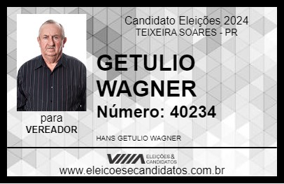 Candidato GETULIO WAGNER 2024 - TEIXEIRA SOARES - Eleições