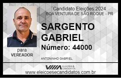 Candidato SARGENTO GABRIEL 2024 - BOA VENTURA DE SÃO ROQUE - Eleições