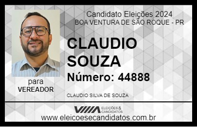 Candidato CLAUDIO SOUZA 2024 - BOA VENTURA DE SÃO ROQUE - Eleições