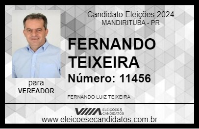 Candidato FERNANDO TEIXEIRA 2024 - MANDIRITUBA - Eleições