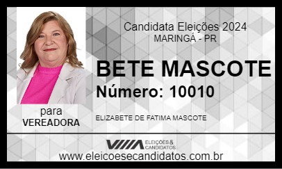 Candidato BETE MASCOTE 2024 - MARINGÁ - Eleições