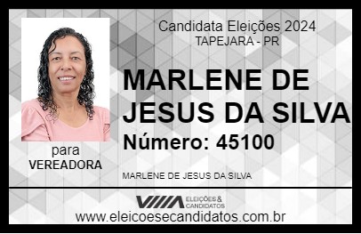 Candidato MARLENE DE JESUS DA SILVA 2024 - TAPEJARA - Eleições