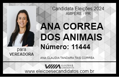 Candidato ANA CORREA DOS ANIMAIS 2024 - AMPÉRE - Eleições