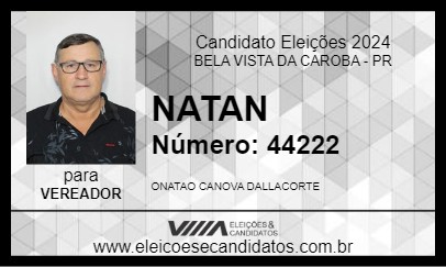 Candidato NATAN 2024 - BELA VISTA DA CAROBA - Eleições