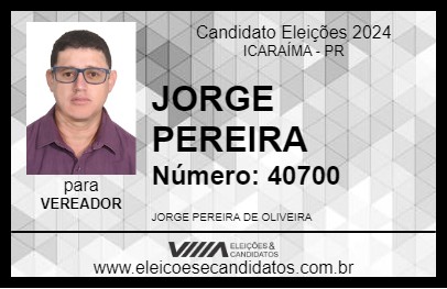 Candidato JORGE PEREIRA 2024 - ICARAÍMA - Eleições