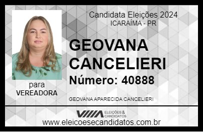 Candidato GEOVANA CANCELIERI 2024 - ICARAÍMA - Eleições