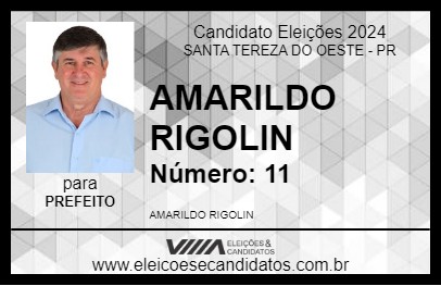 Candidato AMARILDO RIGOLIN 2024 - SANTA TEREZA DO OESTE - Eleições