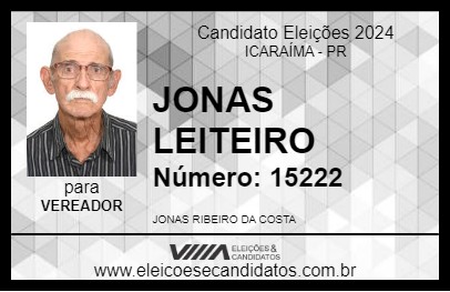 Candidato JONAS LEITEIRO 2024 - ICARAÍMA - Eleições