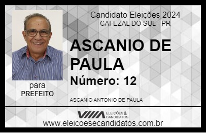 Candidato ASCANIO DE PAULA 2024 - CAFEZAL DO SUL - Eleições