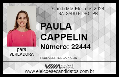 Candidato PAULA CAPPELIN 2024 - SALGADO FILHO - Eleições