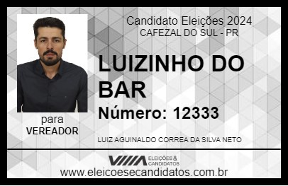 Candidato LUIZINHO DO BAR 2024 - CAFEZAL DO SUL - Eleições