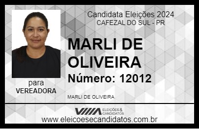 Candidato MARLI DE OLIVEIRA 2024 - CAFEZAL DO SUL - Eleições