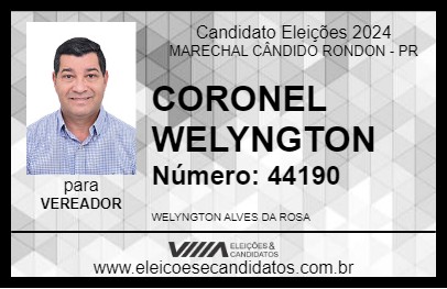 Candidato CORONEL WELYNGTON 2024 - MARECHAL CÂNDIDO RONDON - Eleições