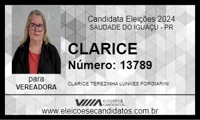 Candidato CLARICE 2024 - SAUDADE DO IGUAÇU - Eleições