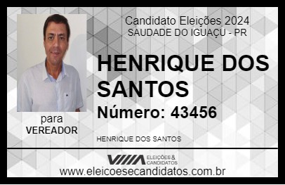 Candidato HENRIQUE DOS SANTOS 2024 - SAUDADE DO IGUAÇU - Eleições