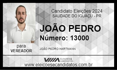 Candidato JOÃO PEDRO 2024 - SAUDADE DO IGUAÇU - Eleições