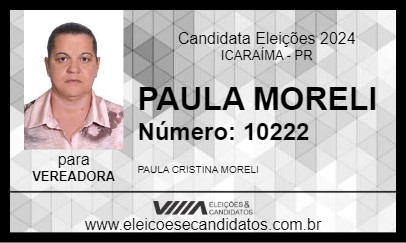 Candidato PAULA MORELI 2024 - ICARAÍMA - Eleições