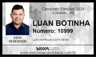 Candidato LUAN BOTINHA 2024 - ICARAÍMA - Eleições