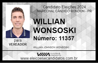 Candidato WILLIAN WONSOSKI 2024 - MARECHAL CÂNDIDO RONDON - Eleições