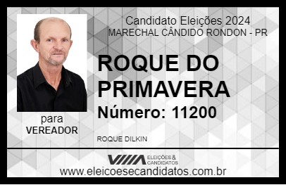 Candidato ROQUE DO PRIMAVERA 2024 - MARECHAL CÂNDIDO RONDON - Eleições