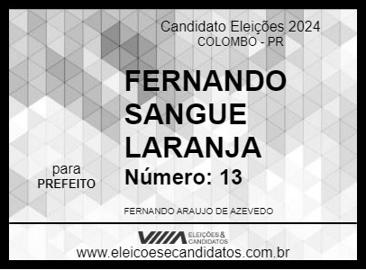 Candidato FERNANDO SANGUE LARANJA 2024 - COLOMBO - Eleições