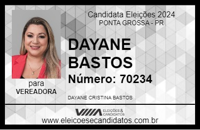 Candidato DAYANE BASTOS 2024 - PONTA GROSSA - Eleições