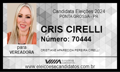 Candidato CRIS CIRELLI 2024 - PONTA GROSSA - Eleições