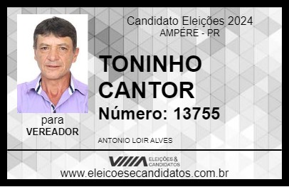 Candidato TONINHO CANTOR 2024 - AMPÉRE - Eleições