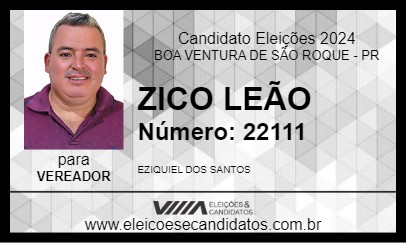 Candidato ZICO LEÃO 2024 - BOA VENTURA DE SÃO ROQUE - Eleições