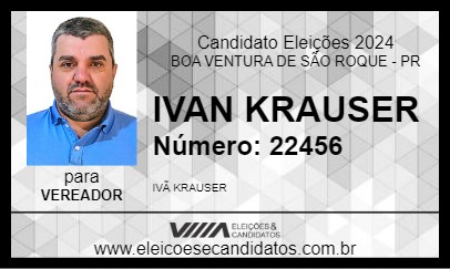 Candidato IVAN KRAUSER 2024 - BOA VENTURA DE SÃO ROQUE - Eleições