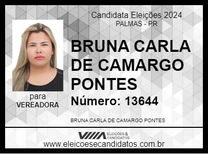 Candidato BRUNA CARLA DE CAMARGO PONTES 2024 - PALMAS - Eleições