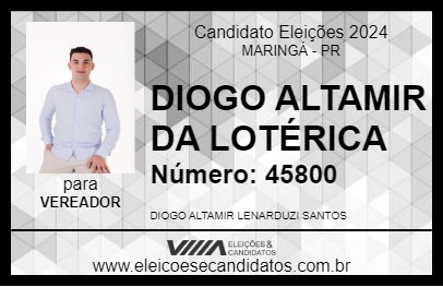 Candidato DIOGO ALTAMIR DA  LOTÉRICA 2024 - MARINGÁ - Eleições