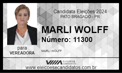 Candidato MARLI WOLFF 2024 - PATO BRAGADO - Eleições