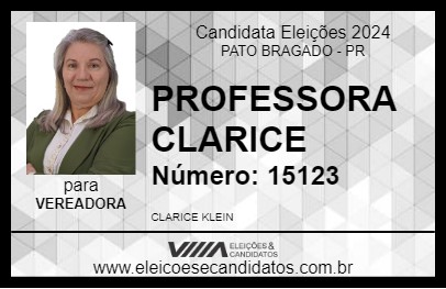 Candidato PROFESSORA CLARICE 2024 - PATO BRAGADO - Eleições