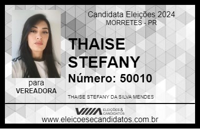 Candidato THAISE STEFANY 2024 - MORRETES - Eleições