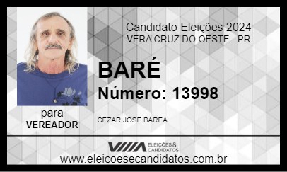 Candidato BARÉ 2024 - VERA CRUZ DO OESTE - Eleições