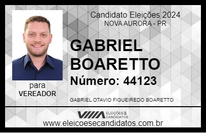 Candidato GABRIEL BOARETTO 2024 - NOVA AURORA - Eleições