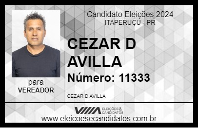 Candidato CEZAR D AVILLA 2024 - ITAPERUÇU - Eleições