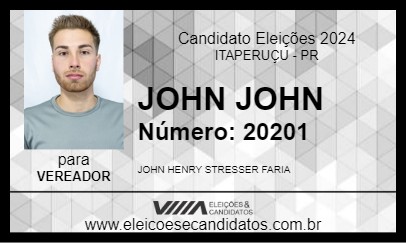 Candidato JOHN JOHN 2024 - ITAPERUÇU - Eleições