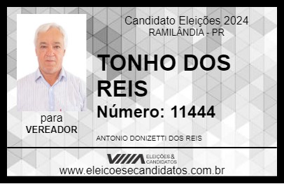 Candidato TONHO DOS REIS 2024 - RAMILÂNDIA - Eleições