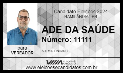 Candidato ADE DA SAÚDE 2024 - RAMILÂNDIA - Eleições