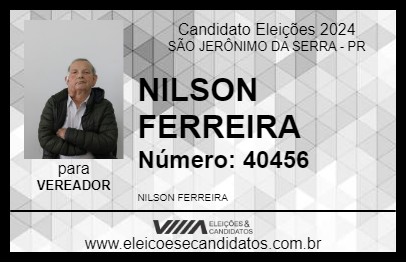 Candidato NILSON FERREIRA 2024 - SÃO JERÔNIMO DA SERRA - Eleições