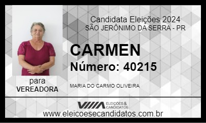 Candidato CARMEN 2024 - SÃO JERÔNIMO DA SERRA - Eleições